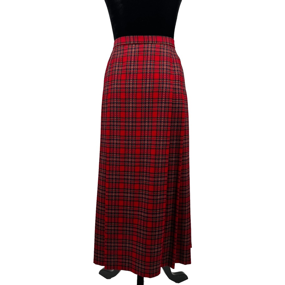 Pendleton Womens Skirt Size 16 Red Tartan Plaid 100% Virgin Wool Pleated USA - Picture 6 of 9